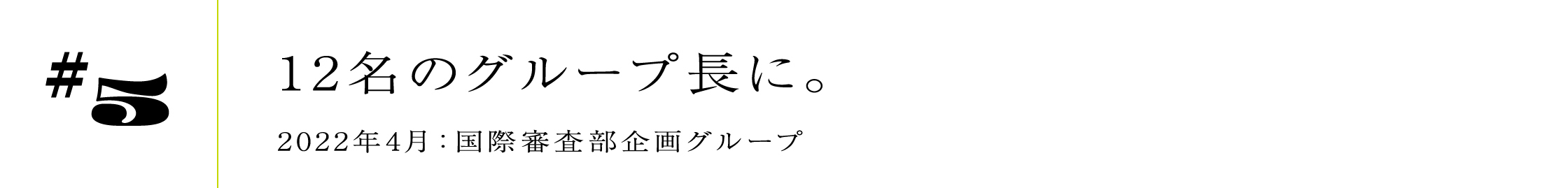 #52022年4月:国際審査部企画グループ12名のグループ長に。