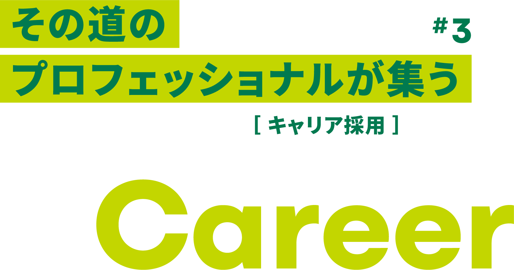 #3 その道のプロフェッショナルが集う ［ キャリア採用 ］ Career