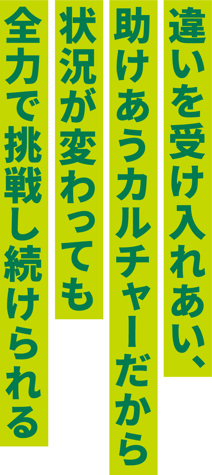 違いを受け入れあい、助けあうカルチャーだから状況が変わっても全力で挑戦し続けられる